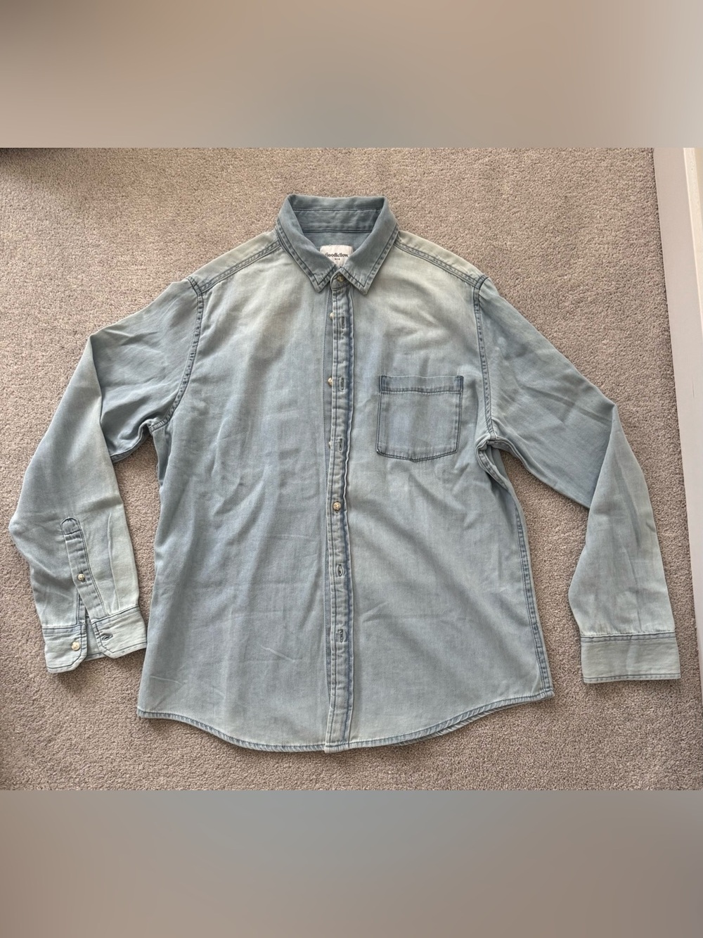 Goodfellow & Co Light Blue Denim Button-Up Shirt Mens Large